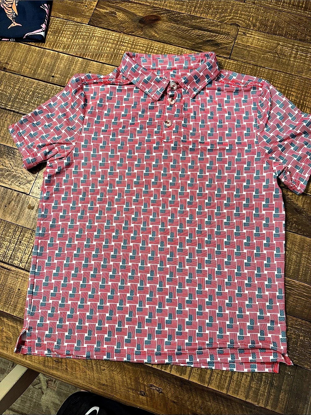 Burlebo kids American flag Button-Up Shirt in Red & Blue